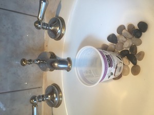 Yogurt container in sink